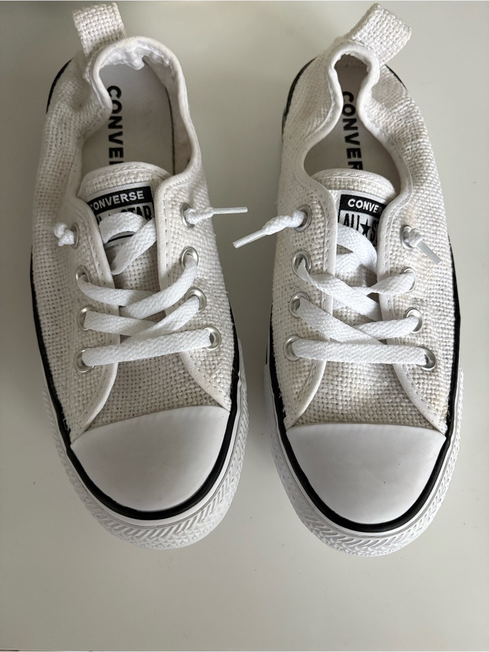 Converse Kids White Low-Top Canvas Sneakers with Black Trim